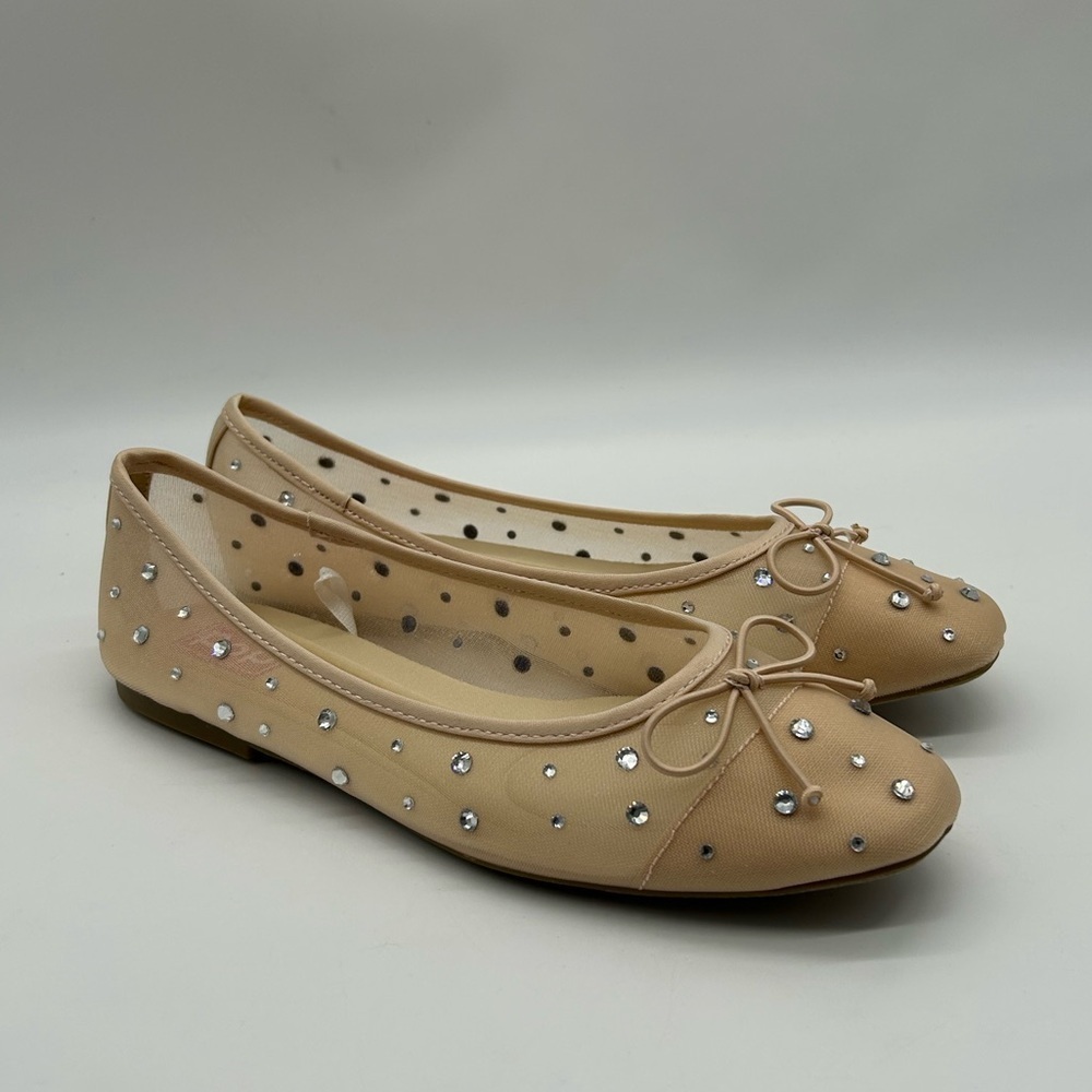 POP Cardio Nude Multi Crystal Ballet Vegan Flats Size 10 M New in Box - Picture 4 of 9